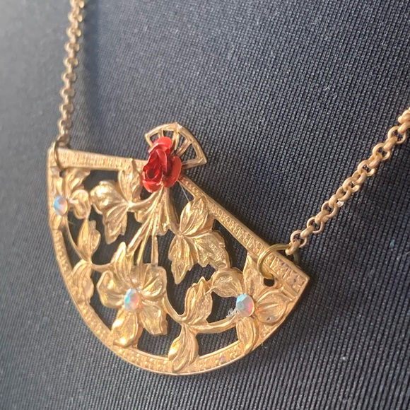 Necklace fan brass filigree - Picture 5 of 9